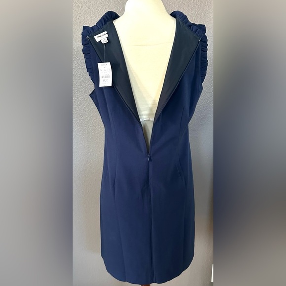 J.Crew Factory Ruffleneck Suit Dress, Navy Blue Work Dress, Business Casual NWT - Picture 5 of 15